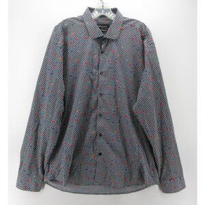 Maceoo Shirt XXL Button Down Polka Dots Floral Flip Cuffs Collared